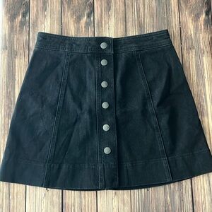 Madewell Black Button Down Denim Skirt 2